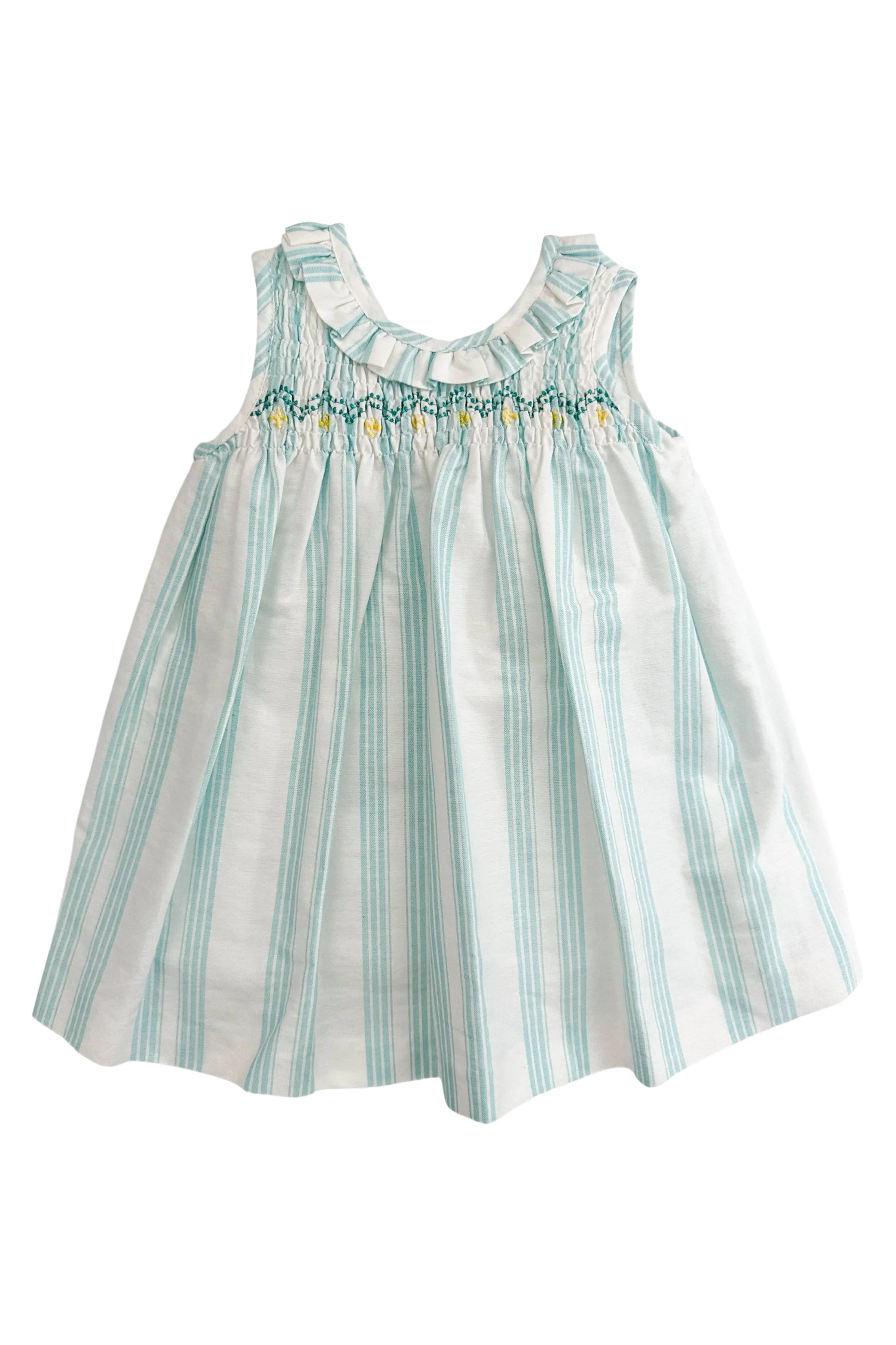 "Matilda" Turquoise Striped Smocked Dress