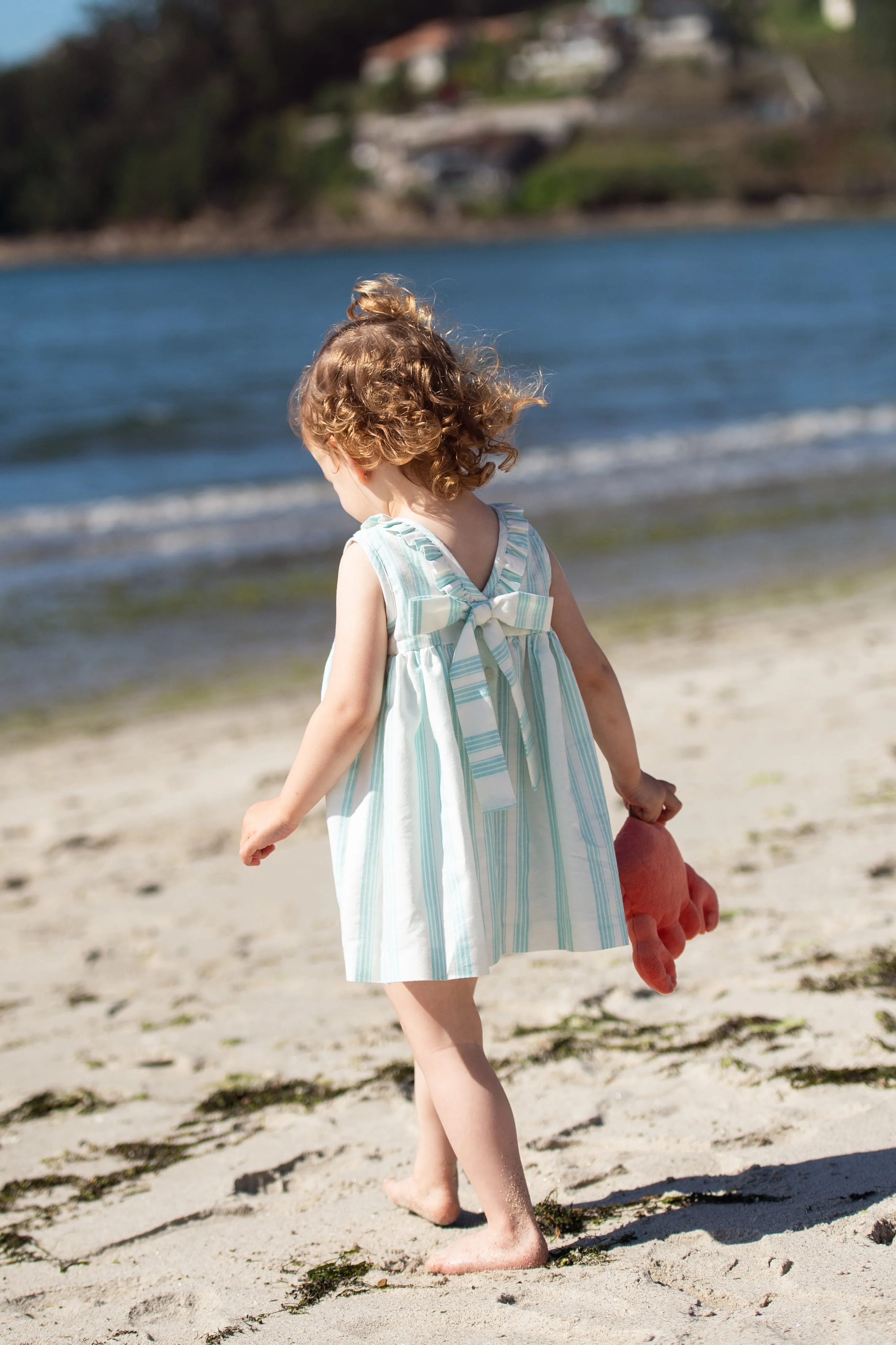 "Matilda" Turquoise Striped Smocked Dress