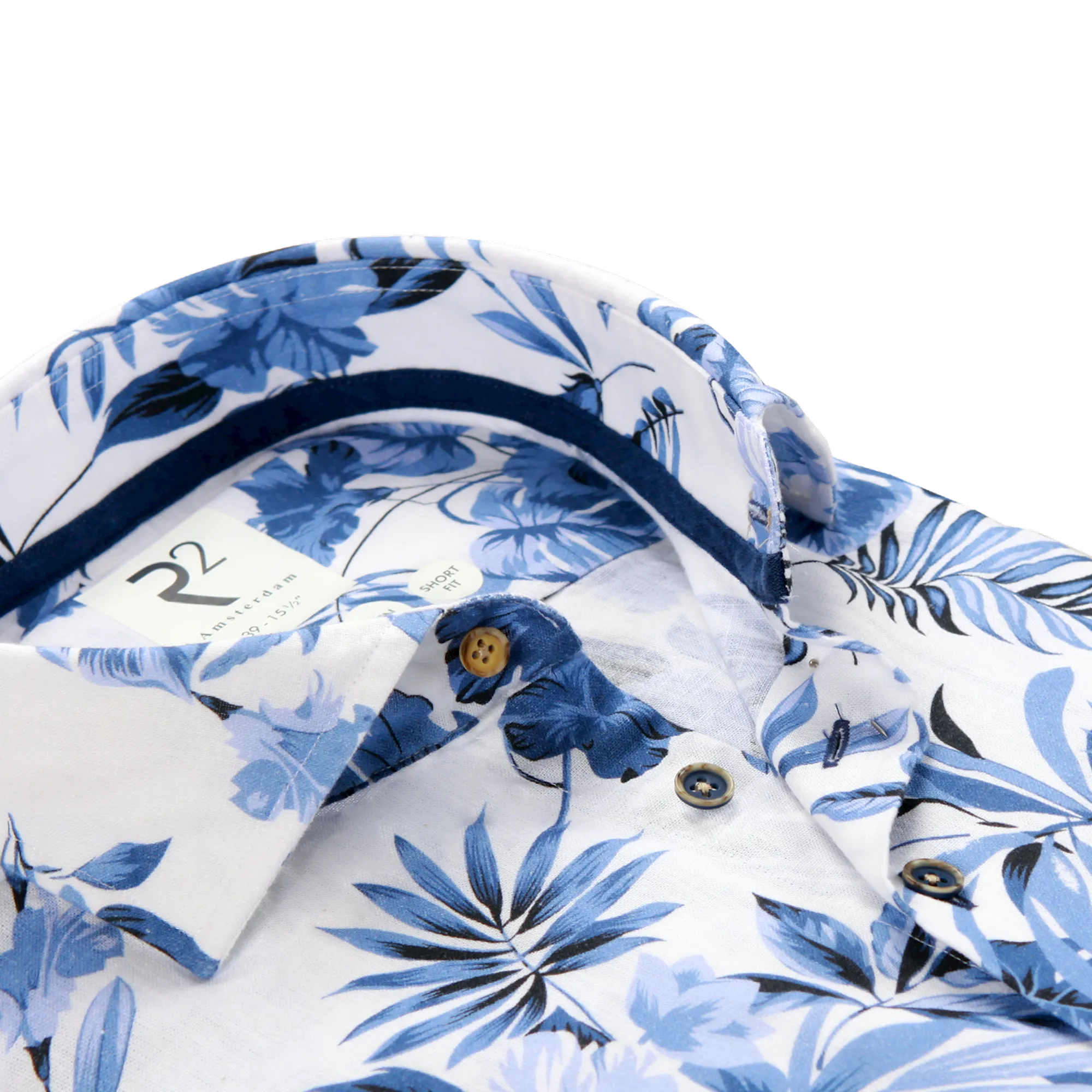 R2 Amsterdam Cotton-Linen Print Shirt - Blue