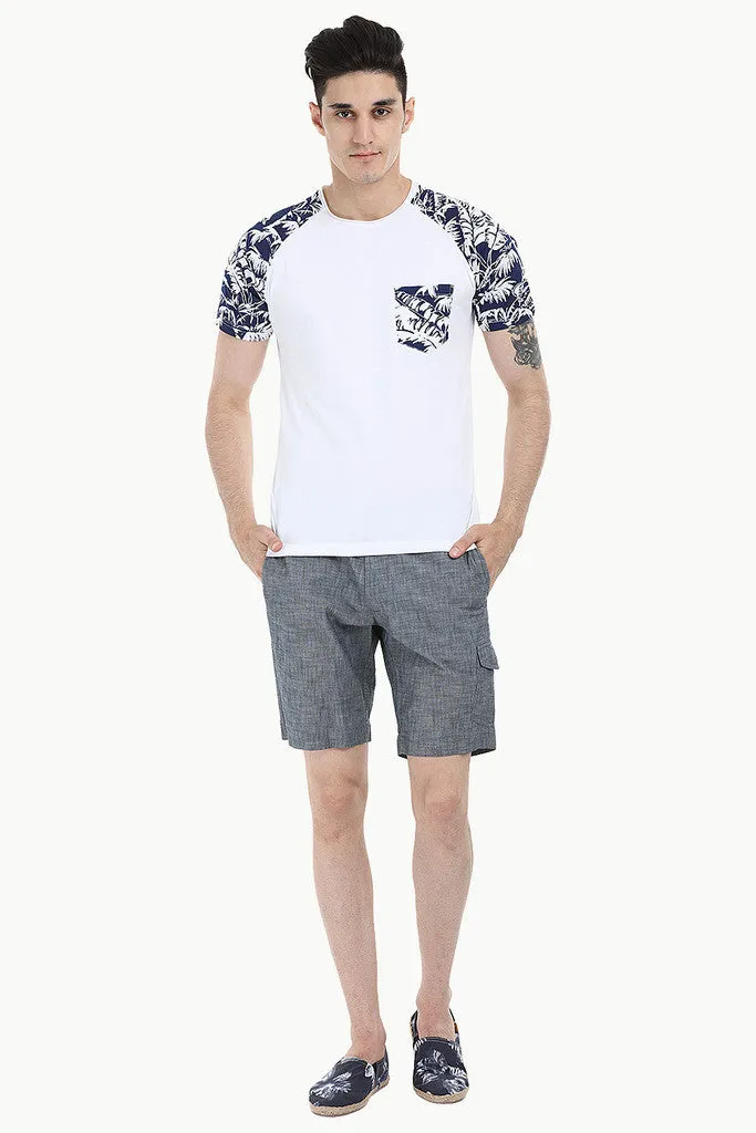Raglan Tee With Floral Printed Block
