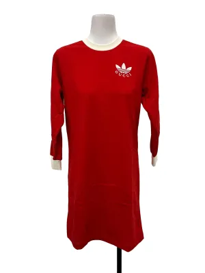 Red Gucci X Adidas Long Sleeved Striped Dress