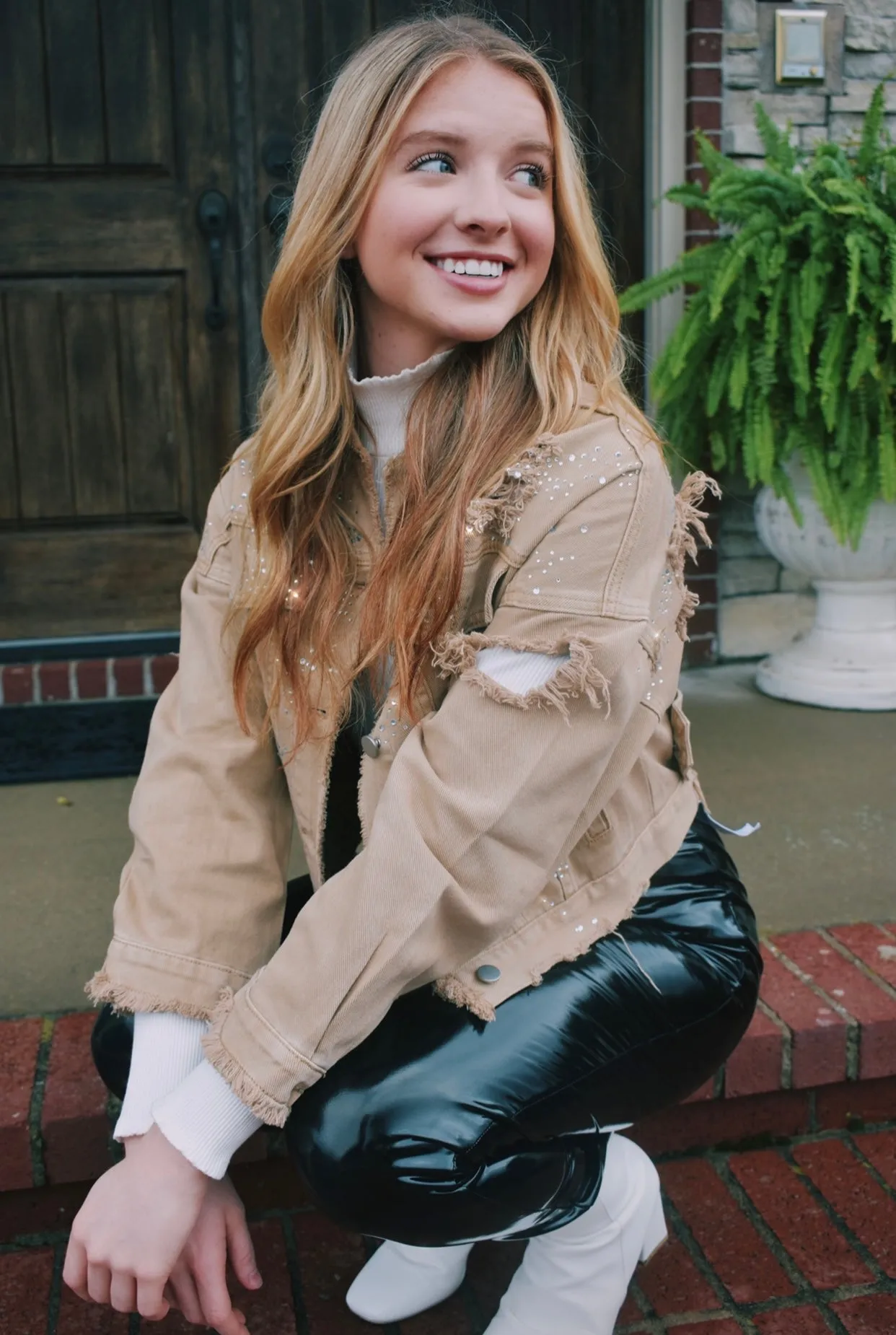 Reese Khaki Rhinestone Jacket