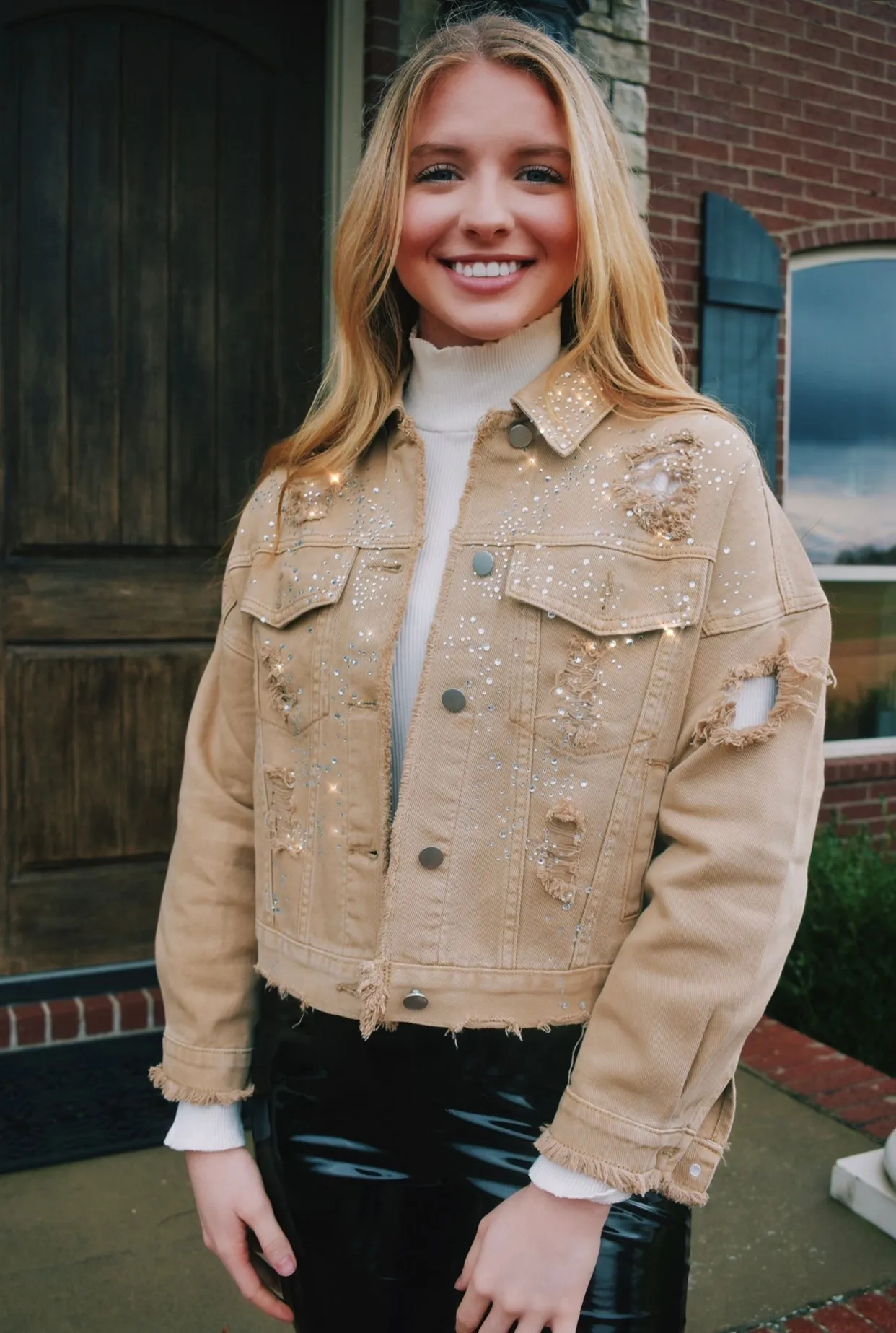 Reese Khaki Rhinestone Jacket