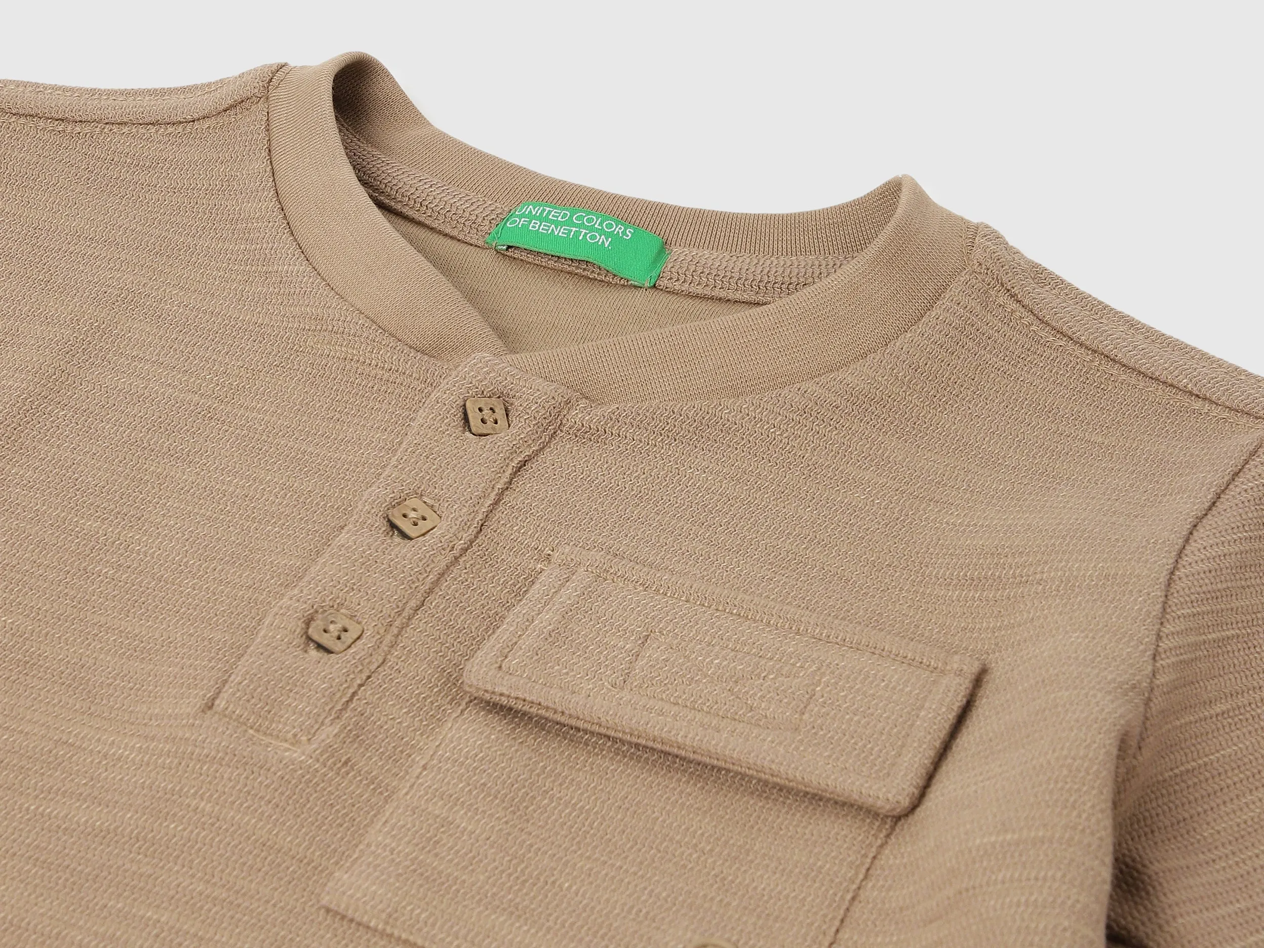 Regular Fit Henley Neck Textured T-shirts