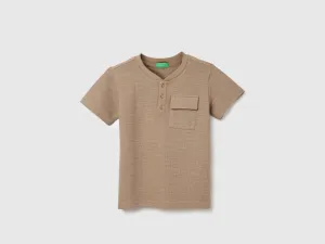 Regular Fit Henley Neck Textured T-shirts