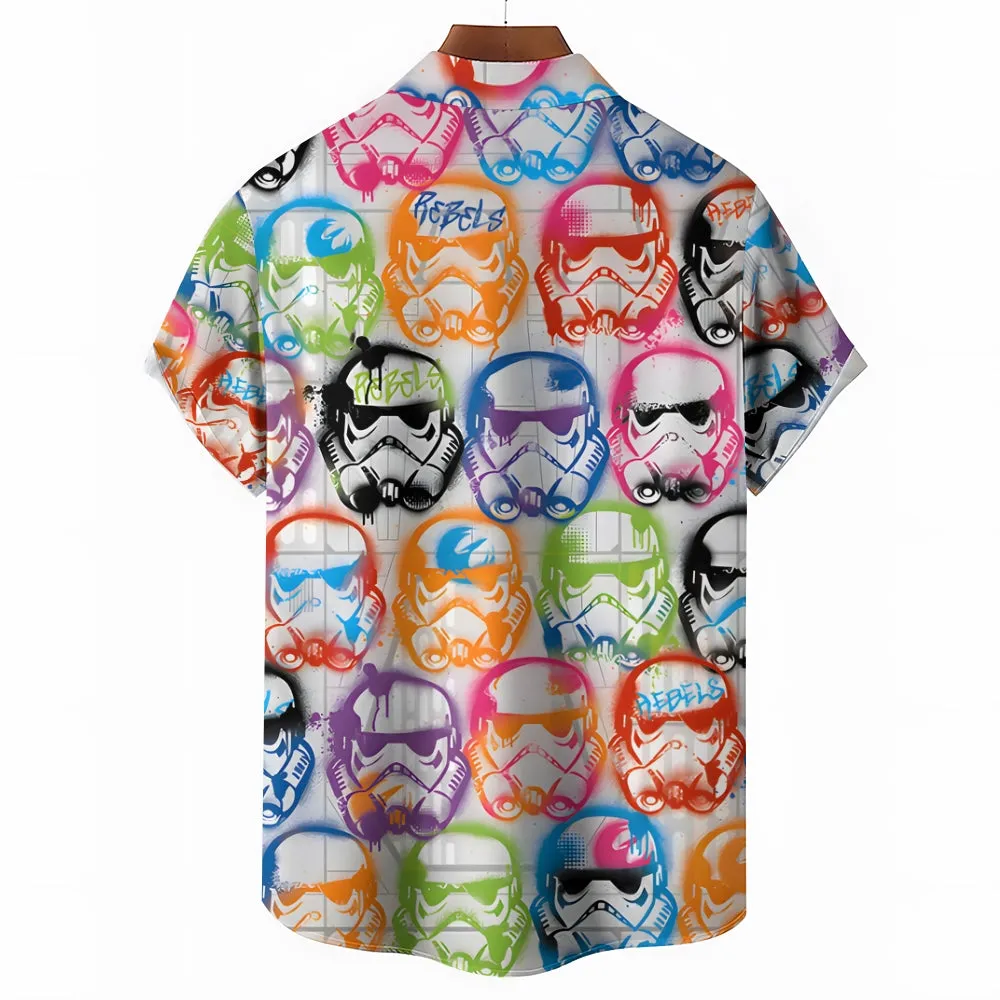 Retro Color Sci-Fi Space Warrior Short Sleeve Shirt 2411001722