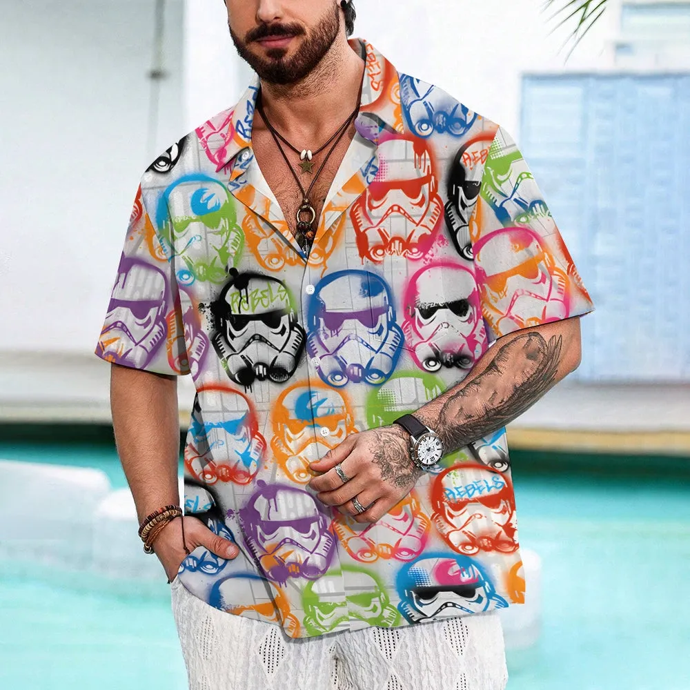 Retro Color Sci-Fi Space Warrior Short Sleeve Shirt 2411001722