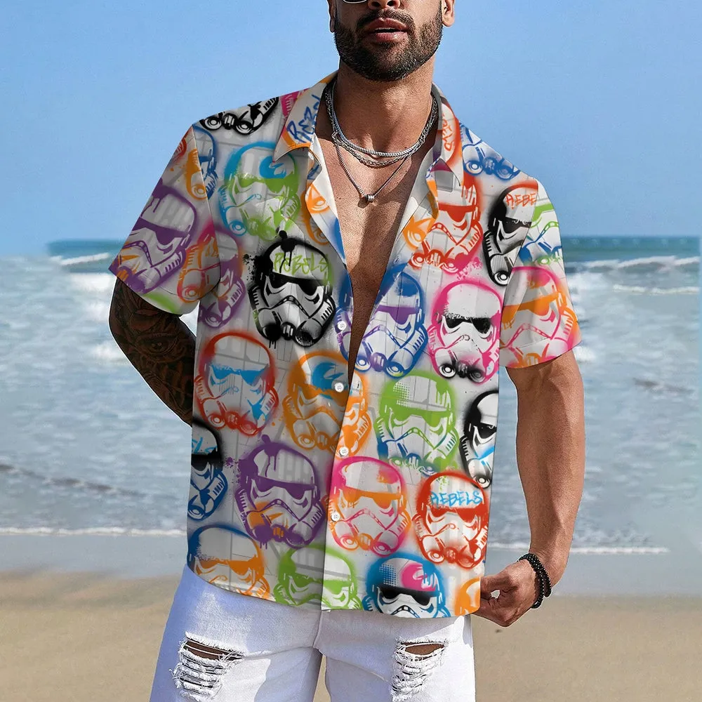 Retro Color Sci-Fi Space Warrior Short Sleeve Shirt 2411001722