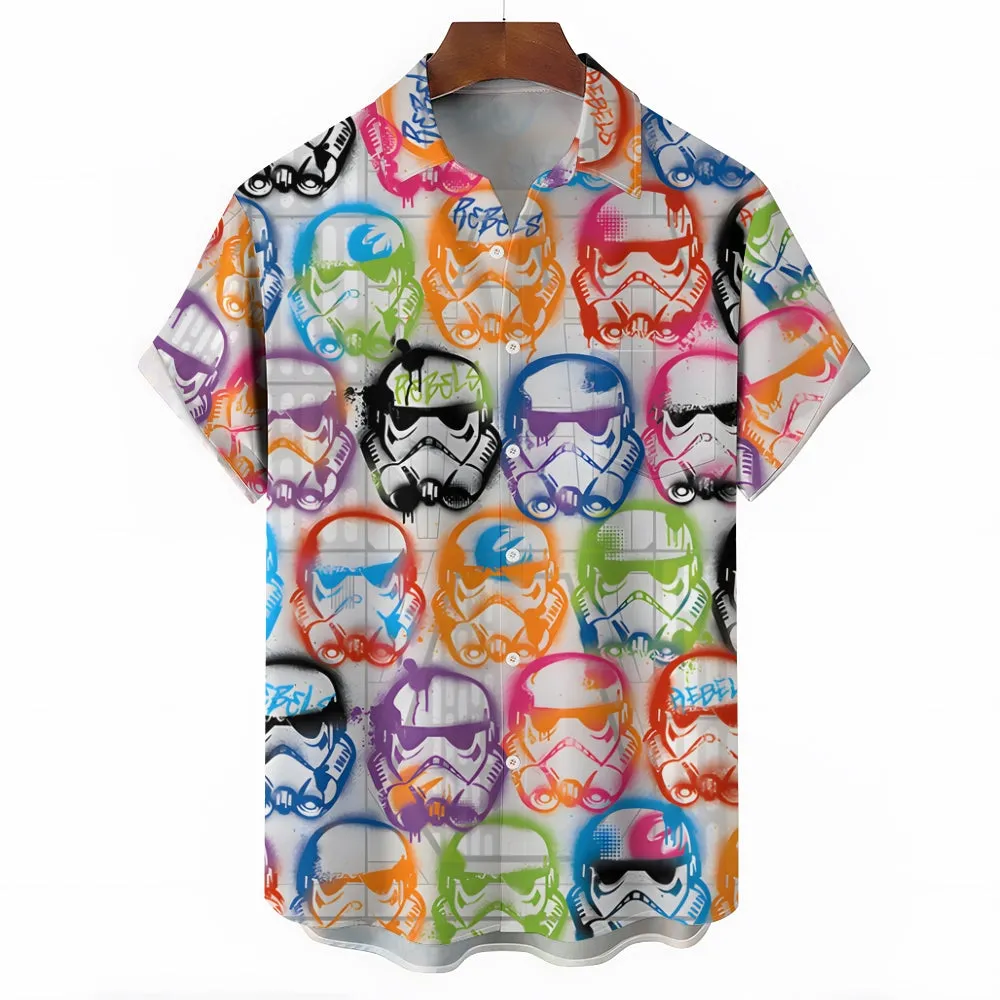 Retro Color Sci-Fi Space Warrior Short Sleeve Shirt 2411001722