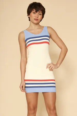 Retro striped knit tank dress