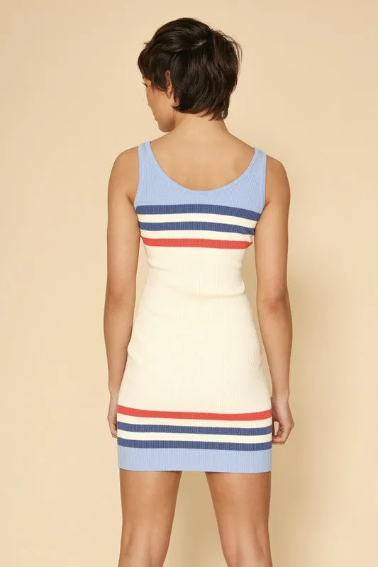 Retro striped knit tank dress