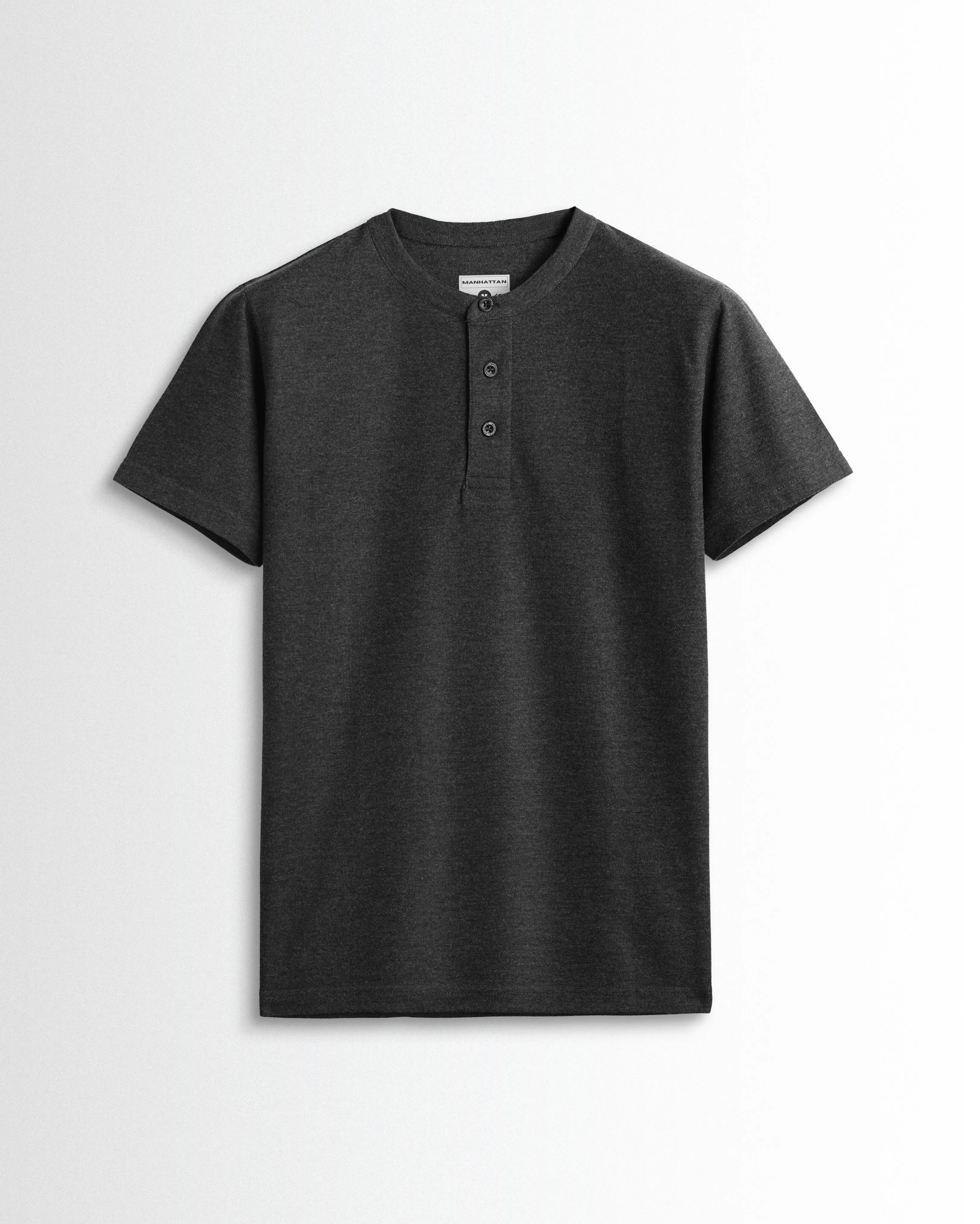 Rich in Cotton Henley Pocket T shirts (Dark Grey)