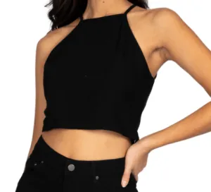 RUSTY WILD LOVE HALTERNECK TOP - BLACK