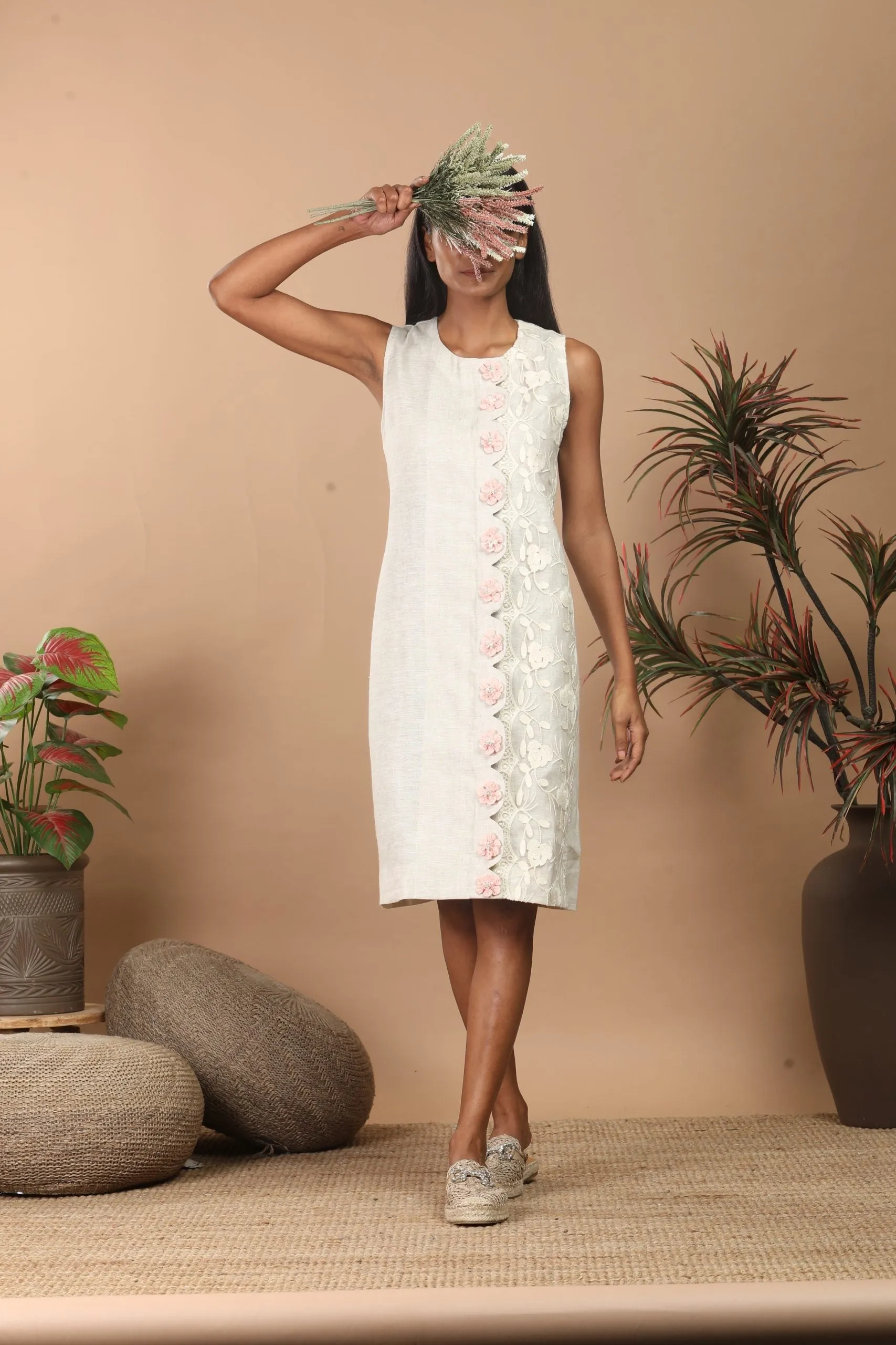 Scallop shift dress