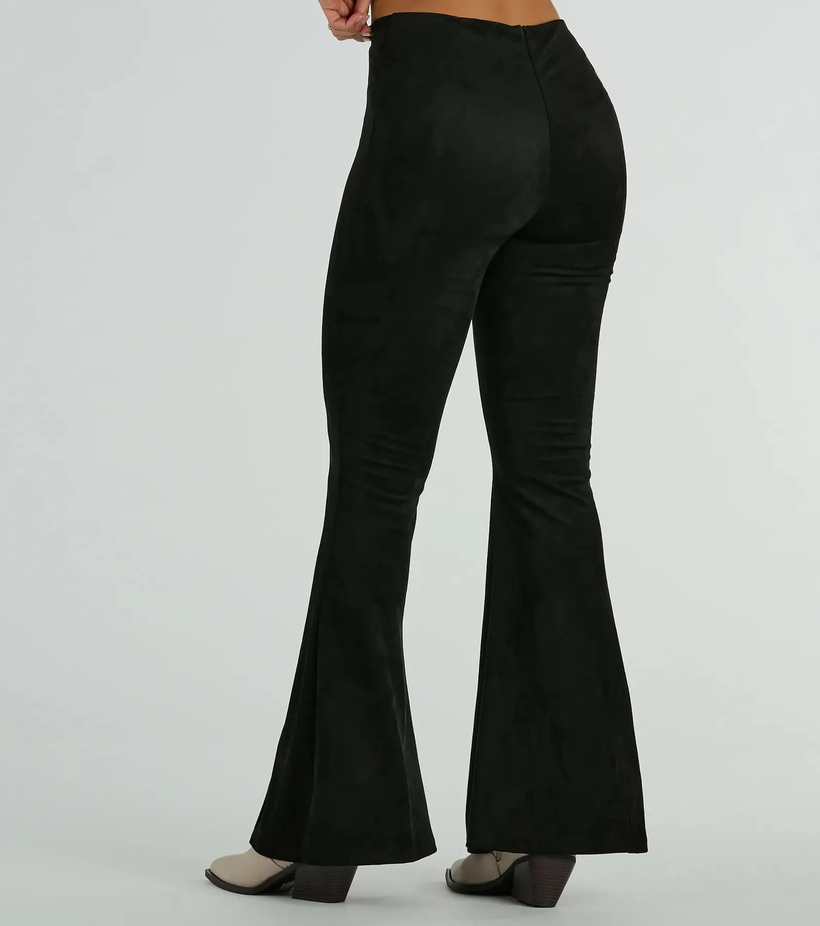 Season Of Compliments Faux Suede Flare Pants