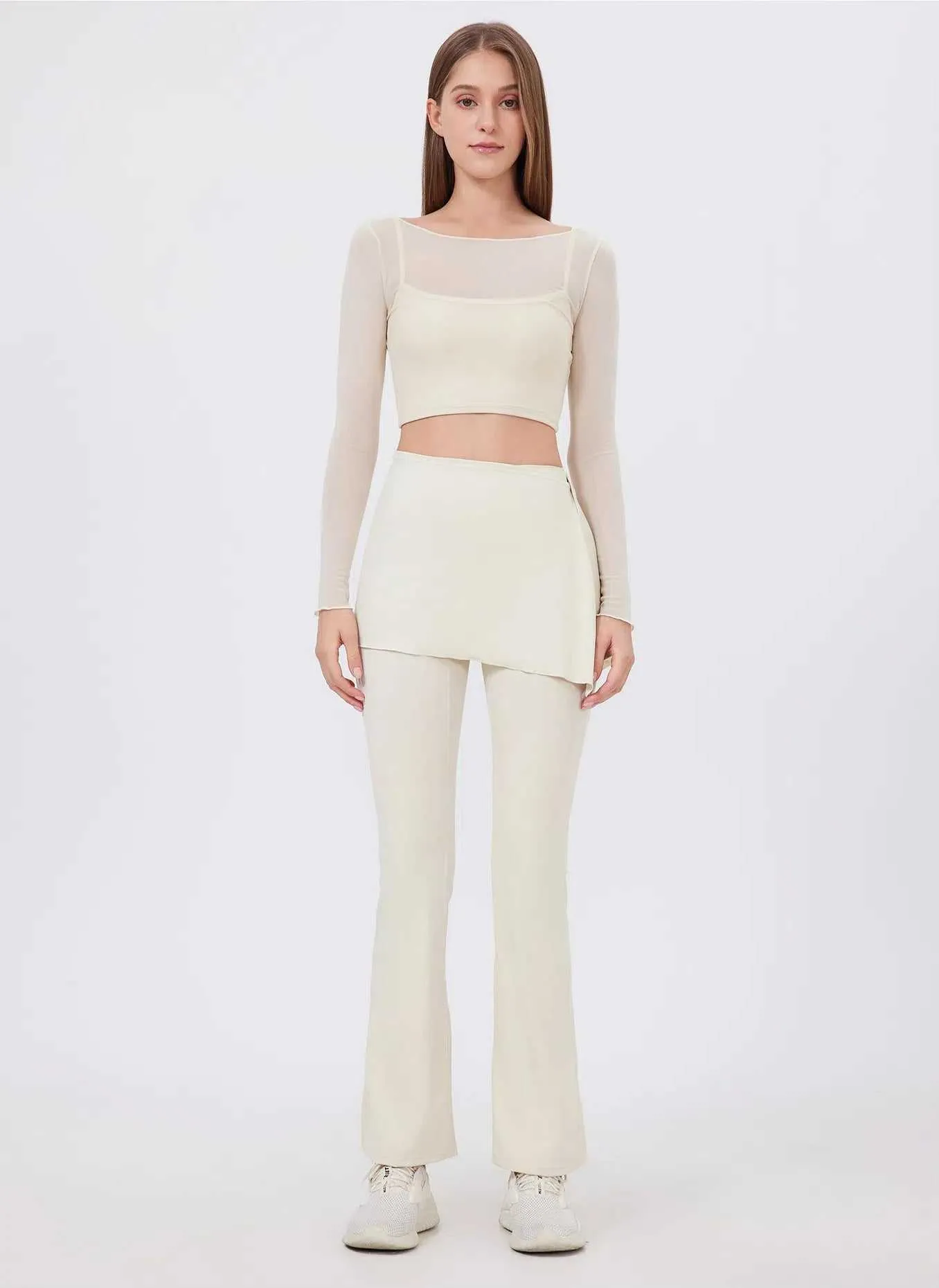 Semi Skirted Gym Flared Pants