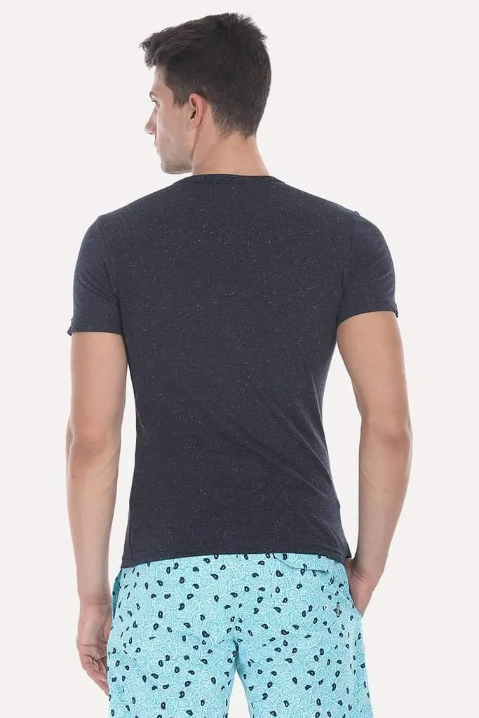 Short Sleeve Solid Henley