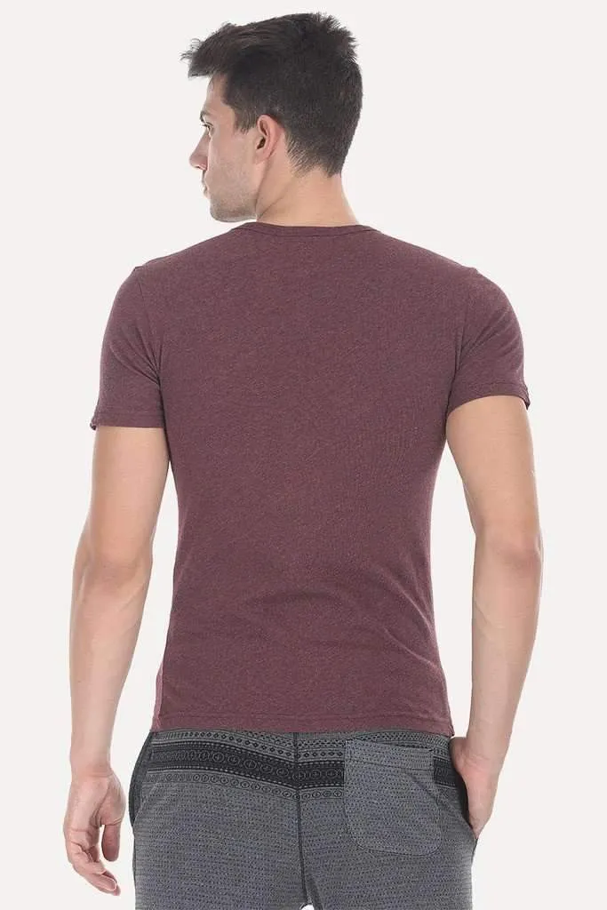 Short Sleeve Solid Henley