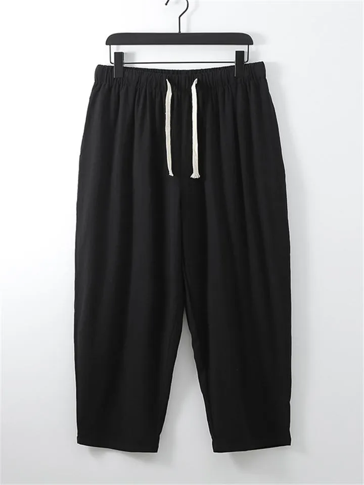 Simple Design Two-Piece Outfit Round Neck T-Shirts   Drawstring Pants