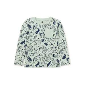 Sketched Lunar New Year Animal Long Sleeve Pocket Tee