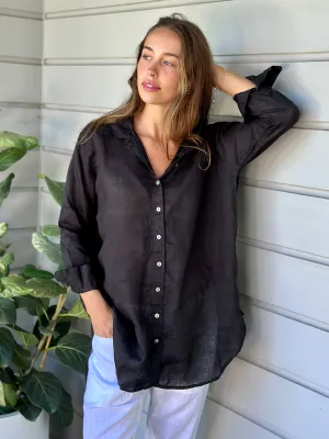 skyla shirt - black linen
