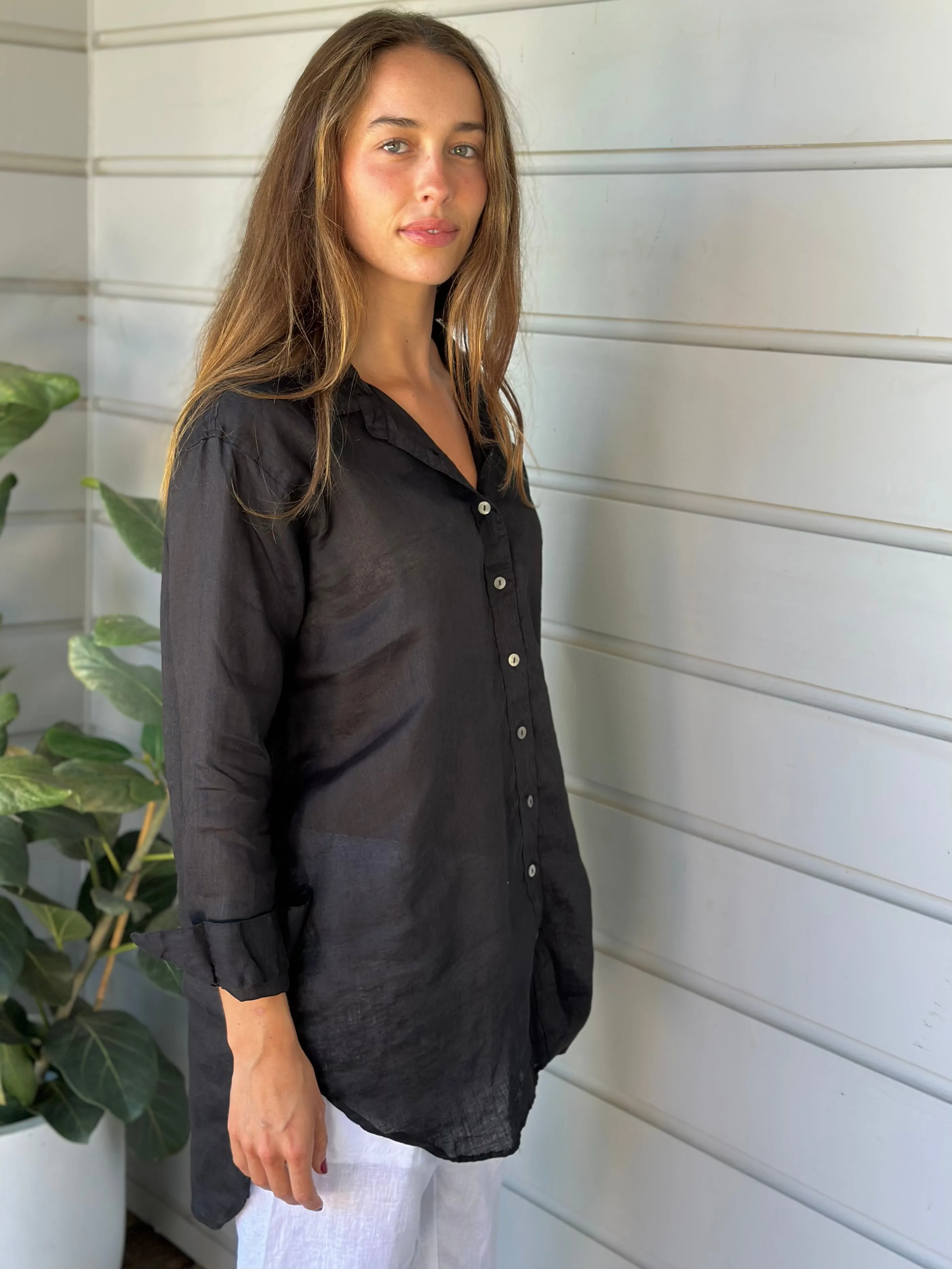 skyla shirt - black linen