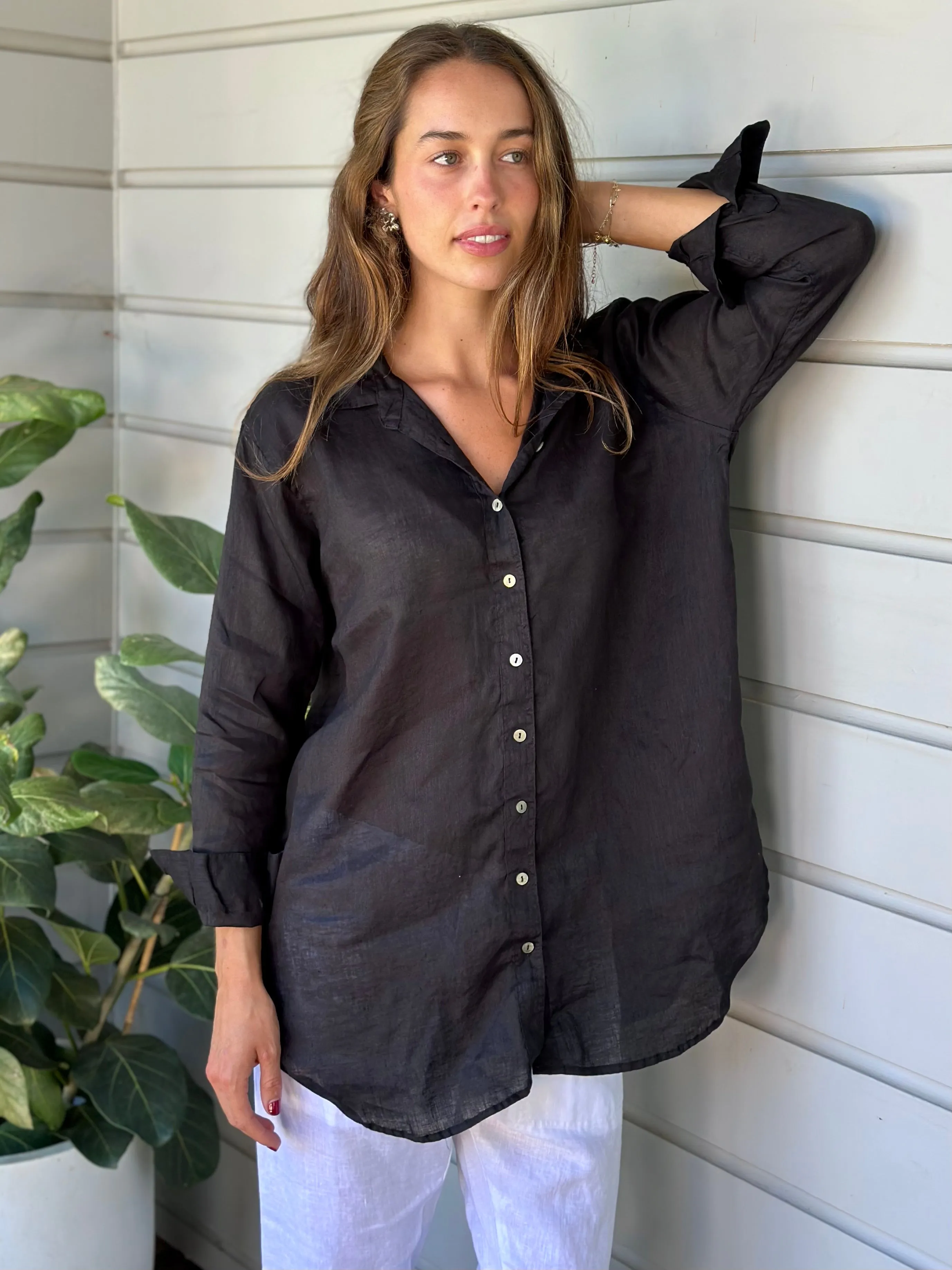 skyla shirt - black linen