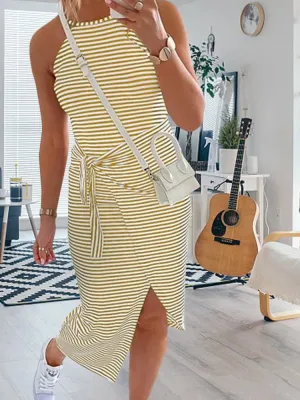 Sleeveless Striped Midi Dress