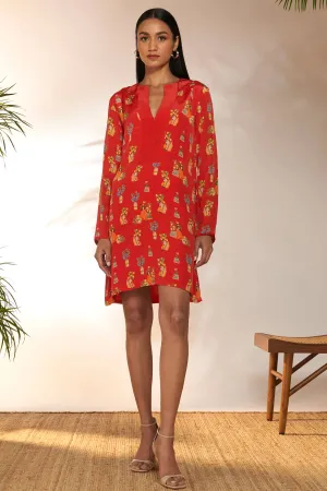 Small red tangy tango mini dress