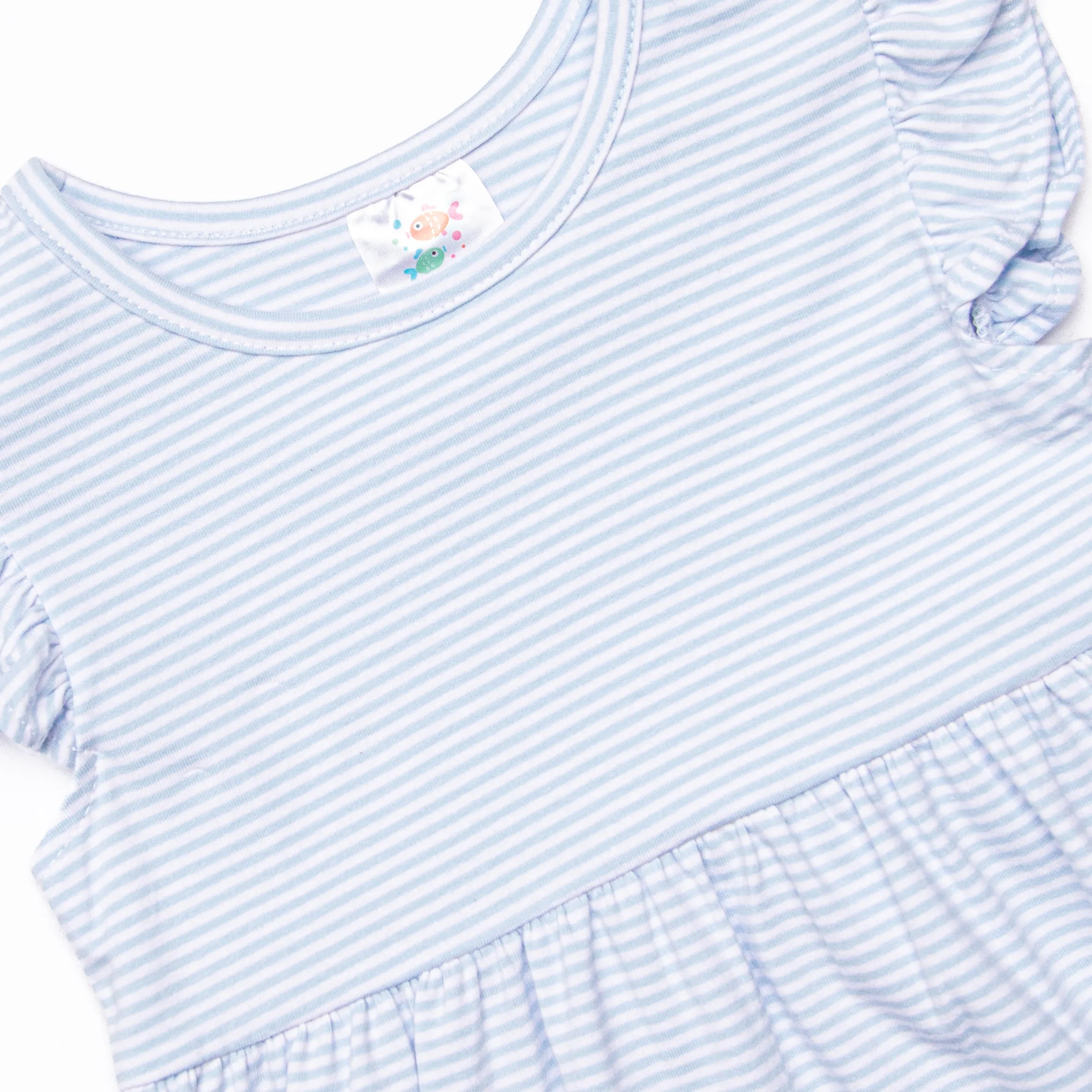 Snack Time Slices Applique Dress, Blue