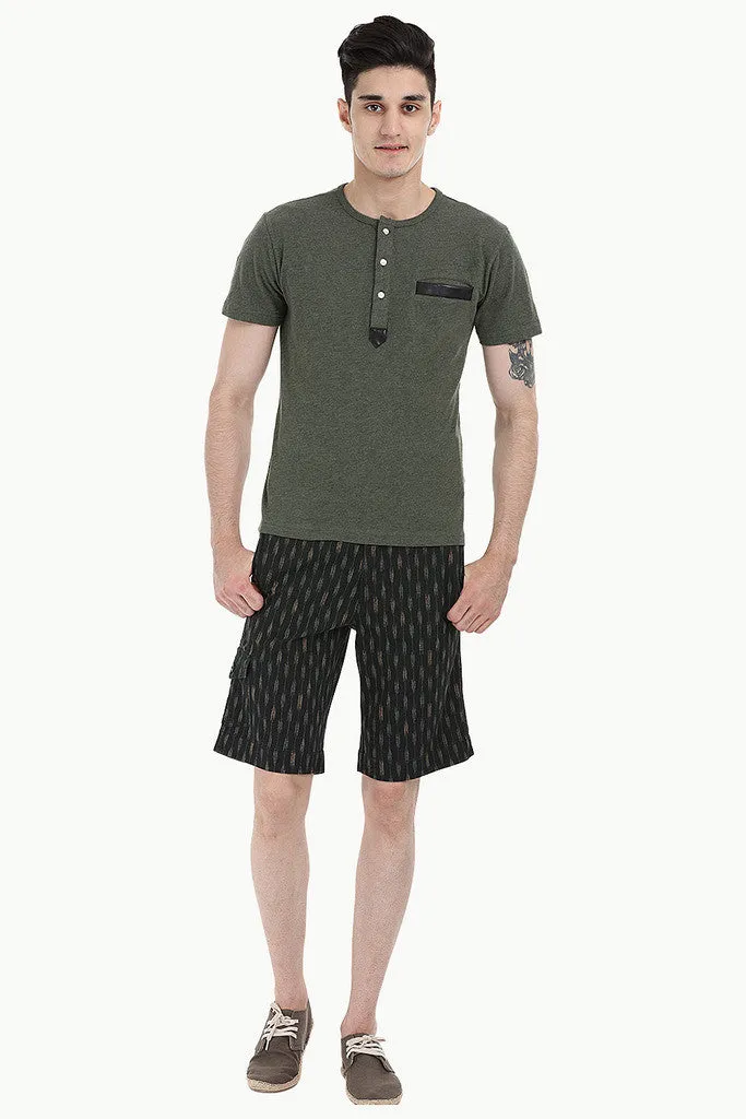 Soft Henley With Leather Detailing