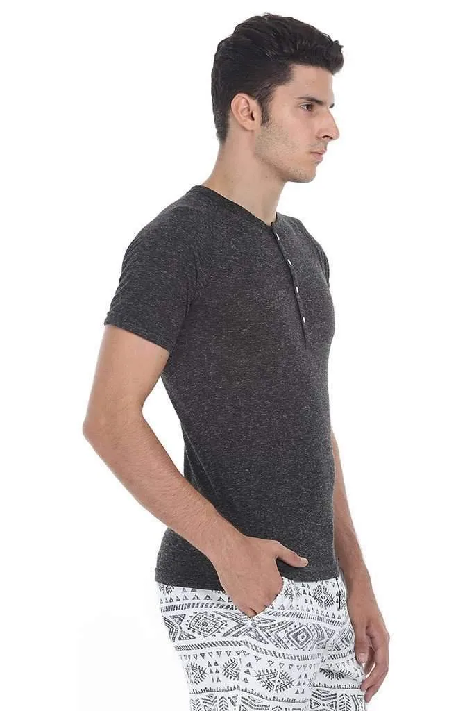 Solid Soft Cotton Knit Henley