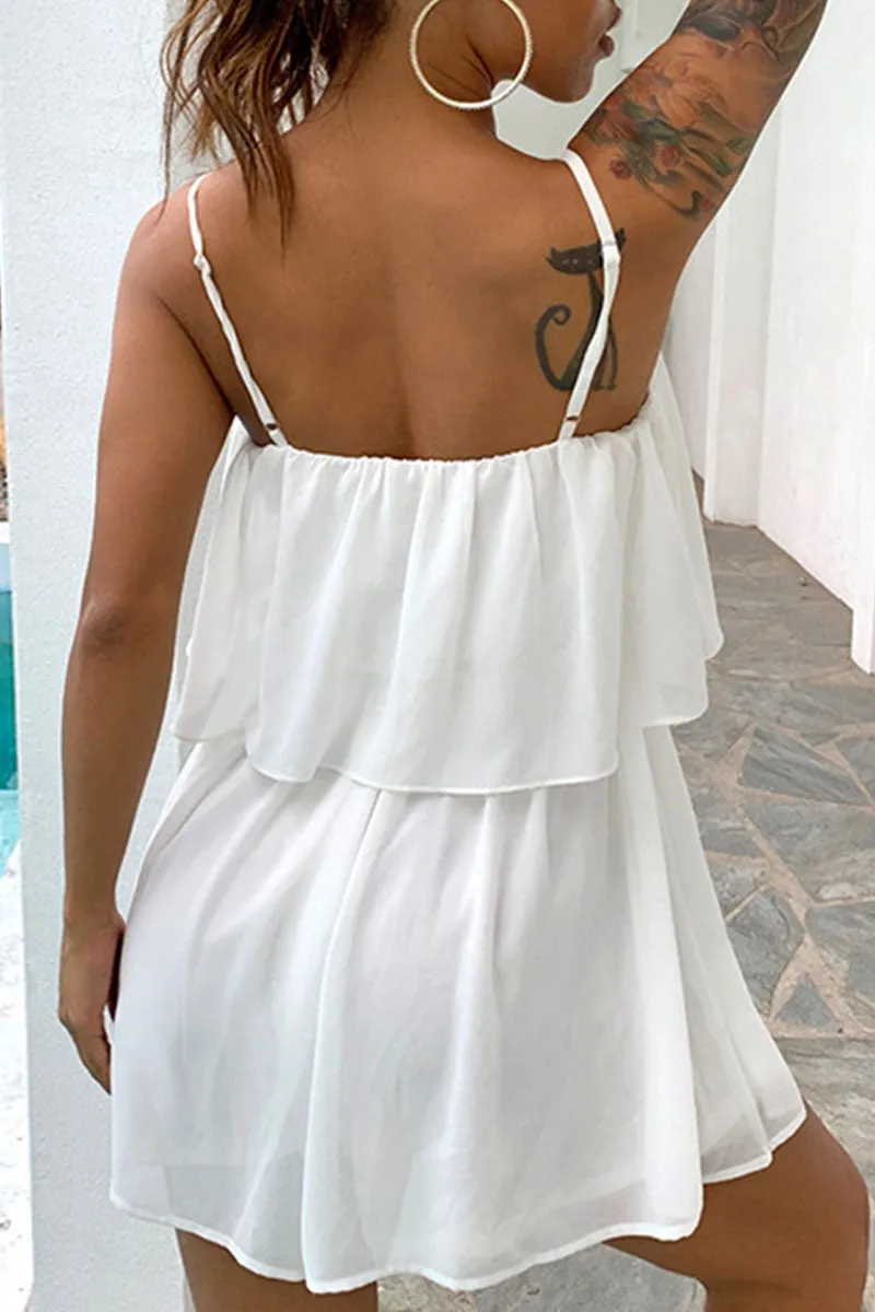 Solid Spaghetti Strap Waist Skirt Dresses