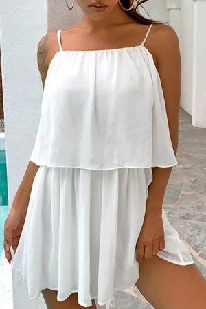 Solid Spaghetti Strap Waist Skirt Dresses