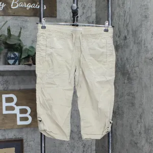 Sonoma Womens Drawstring Pull On Lightweight Khaki Capri Pants Light Brown 4