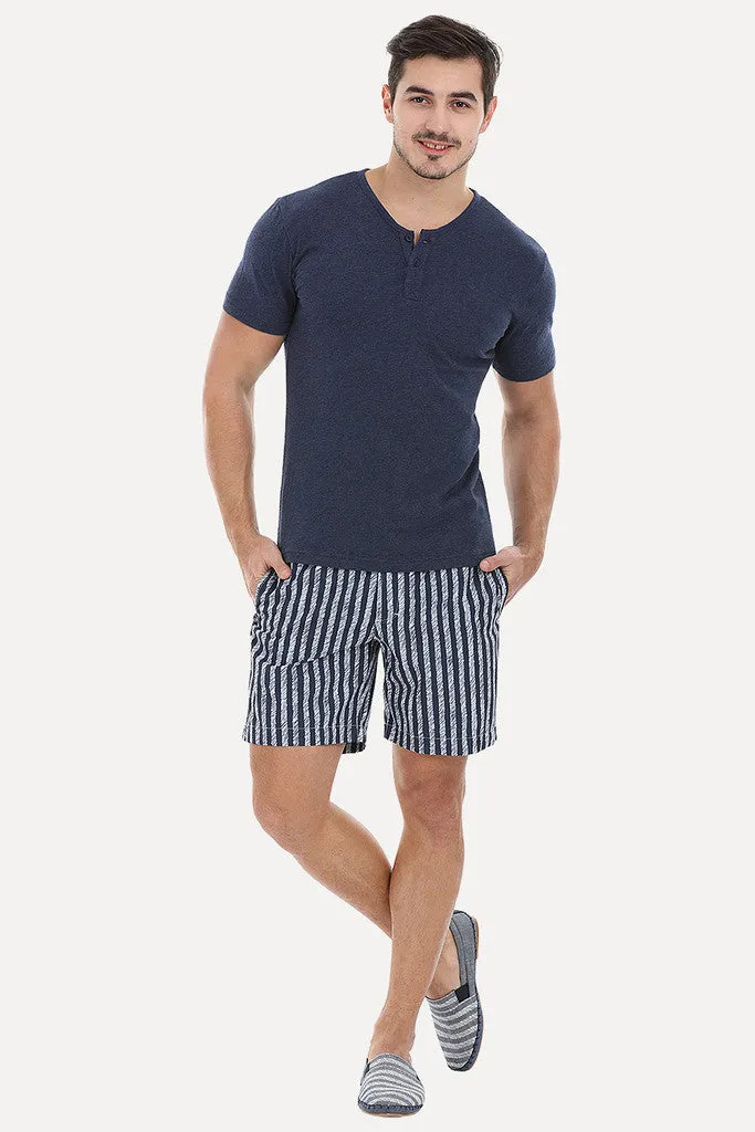 Speckled Yarn V Neck Henley