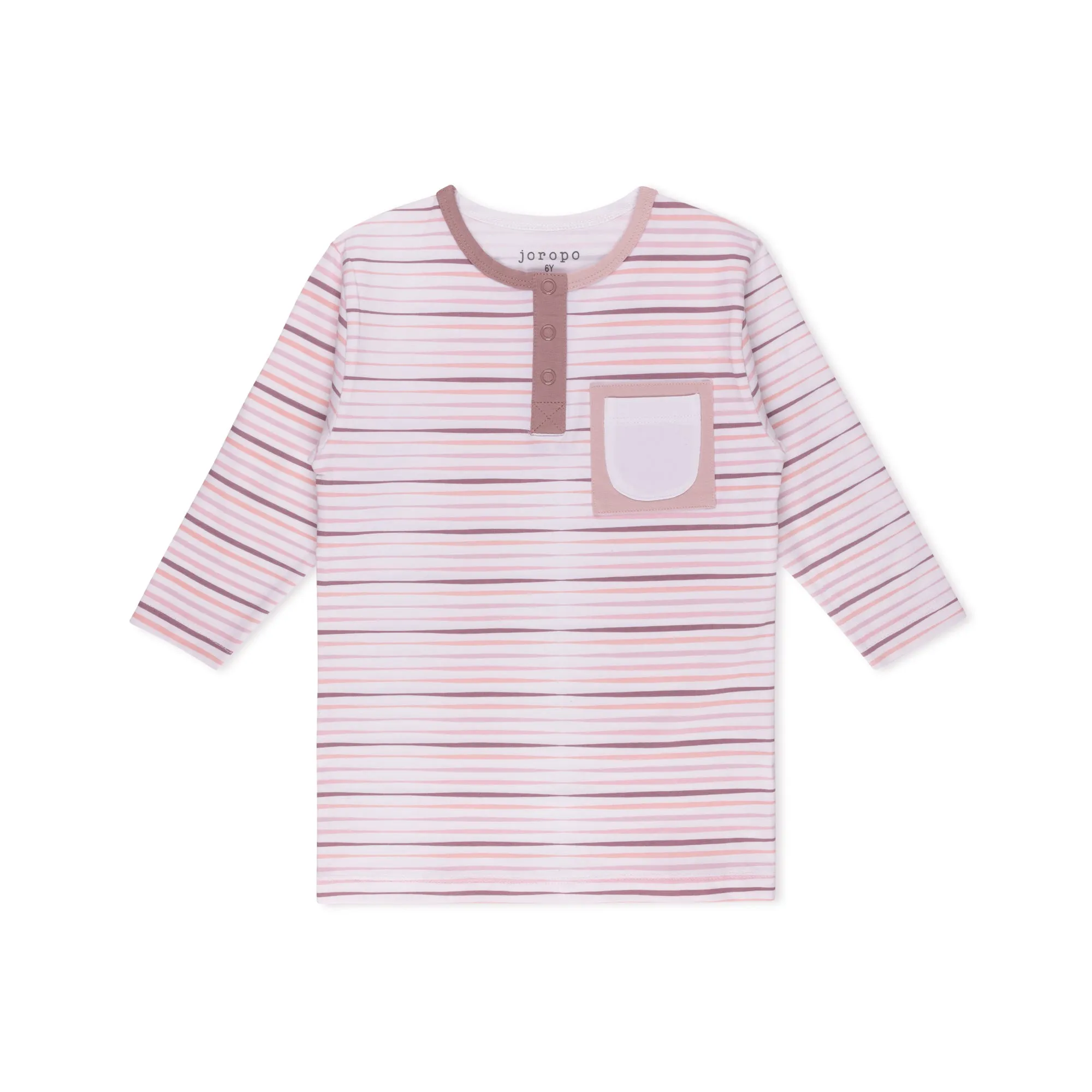 Split Tone Stripes Long Sleeve T-shirt Henley