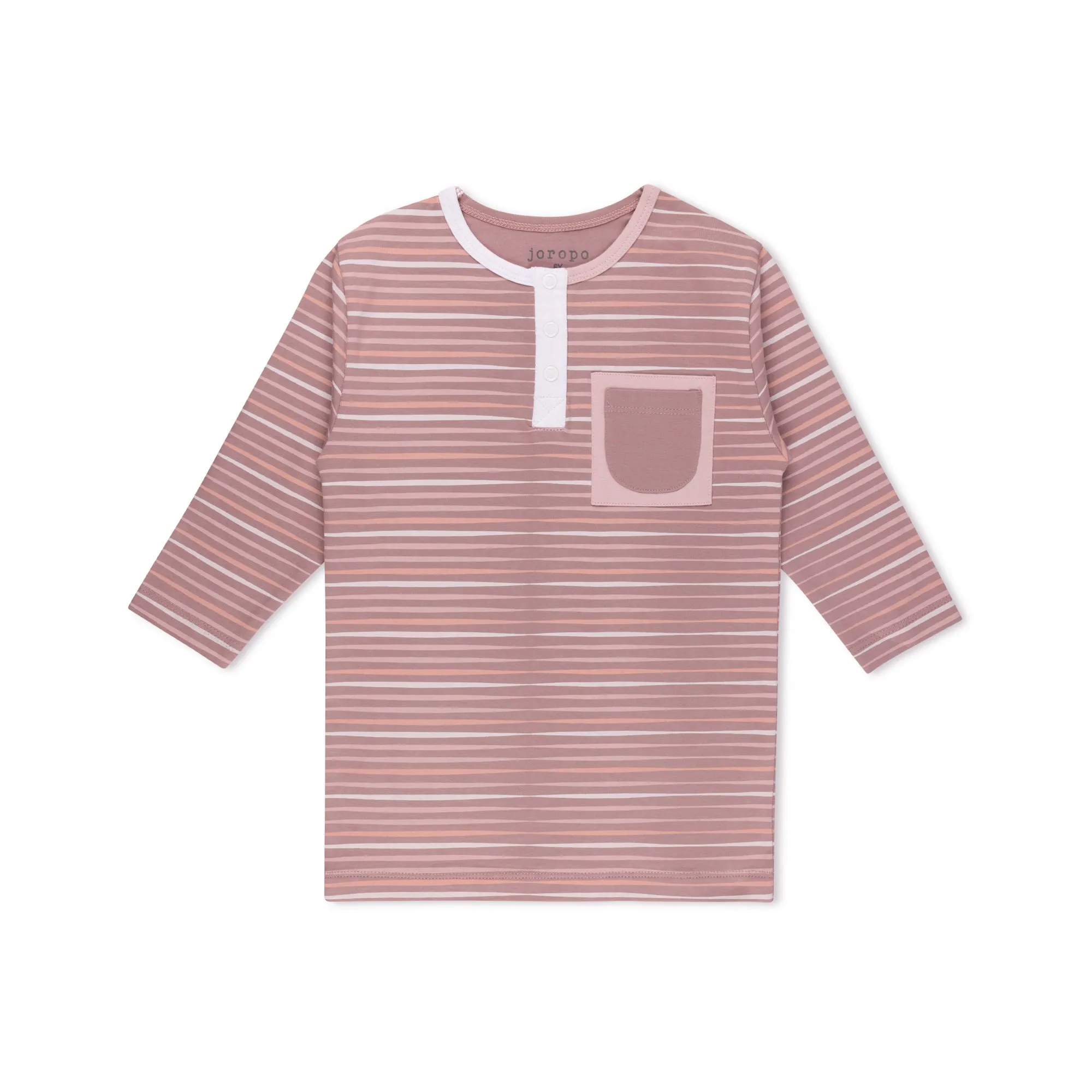 Split Tone Stripes Long Sleeve T-shirt Henley