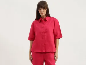 Spread Collar Solid Shirt