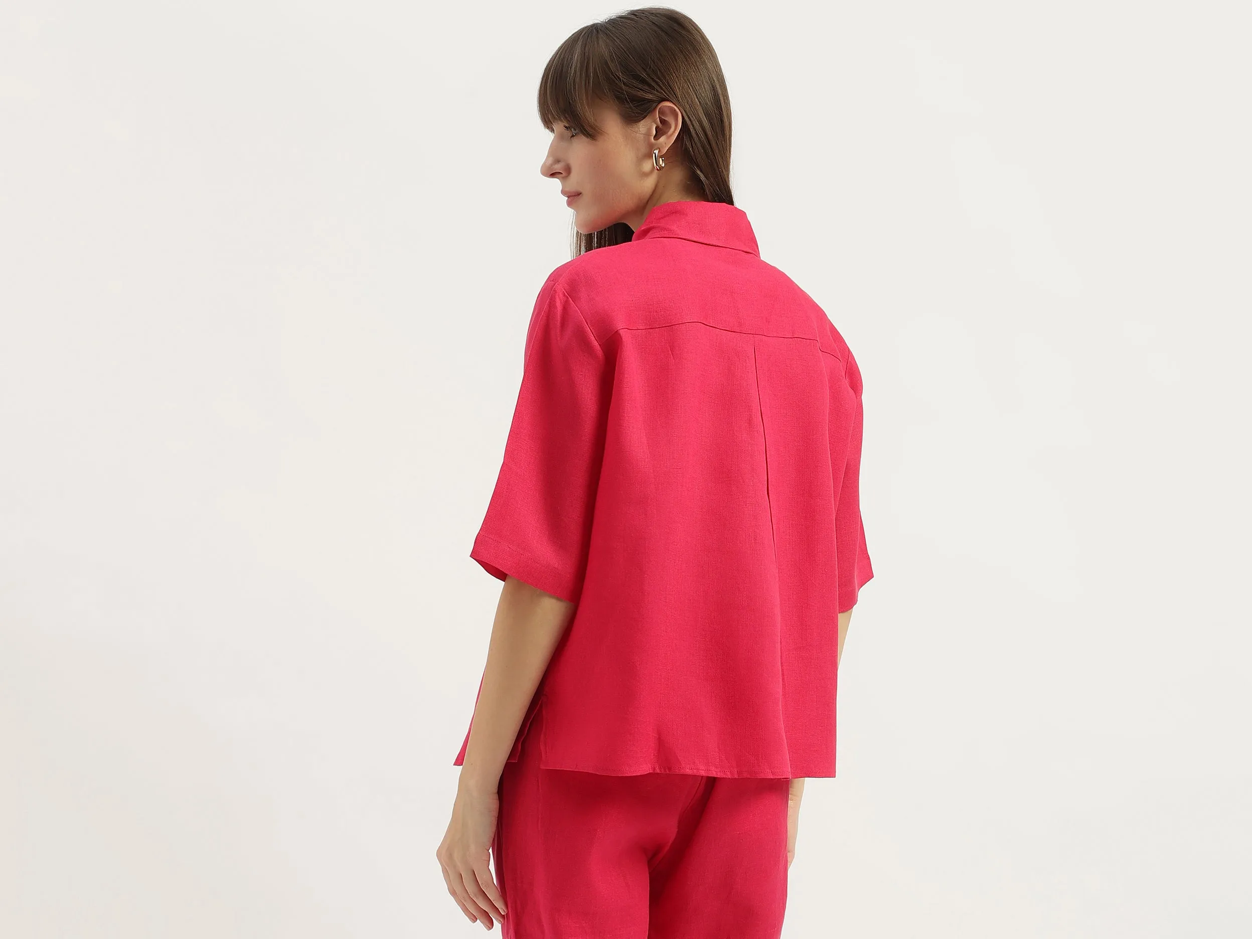 Spread Collar Solid Shirt