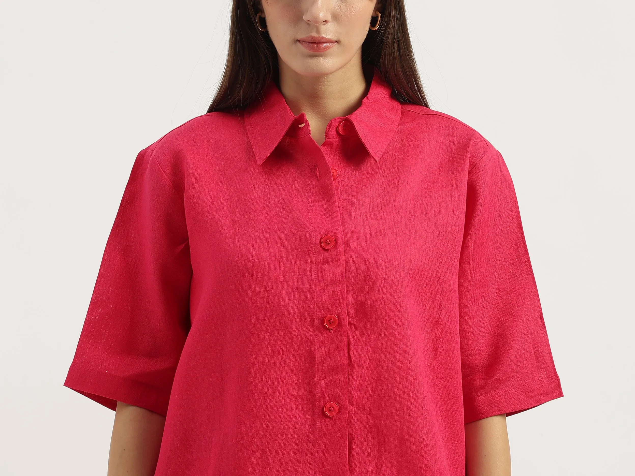 Spread Collar Solid Shirt