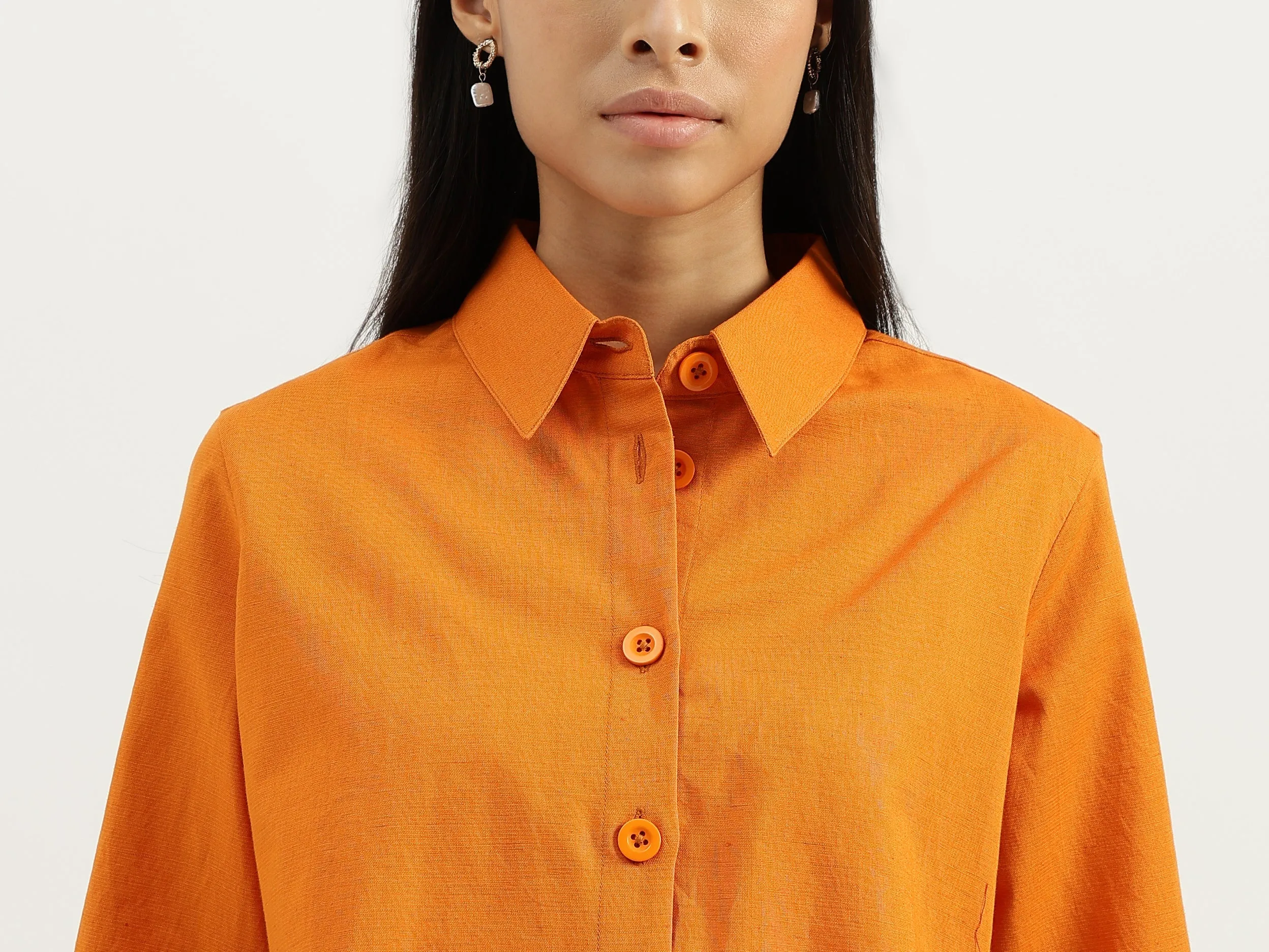 Spread Collar Solid Shirts