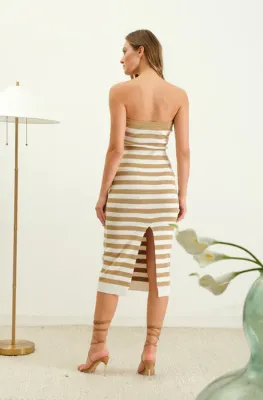 Strapless Knit Midi Dress