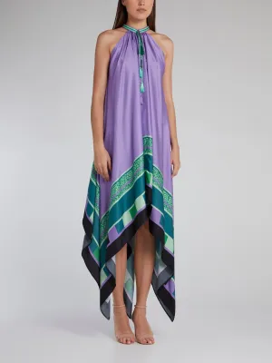 Striped Hem Halter Neck Trapeze Dress