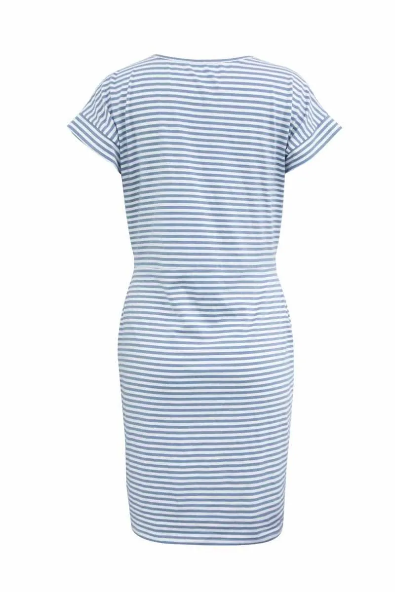 Striped Knot Design Grey Midi Dress