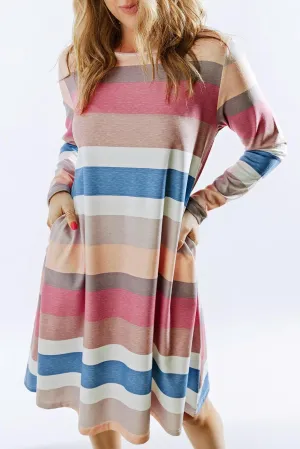 Striped Long Sleeve Mini Dress