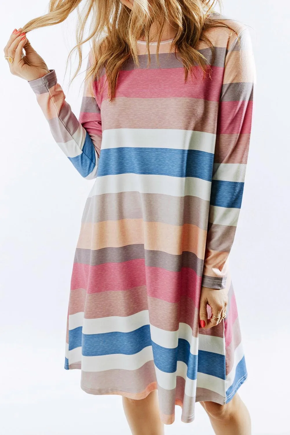 Striped Long Sleeve Mini Dress