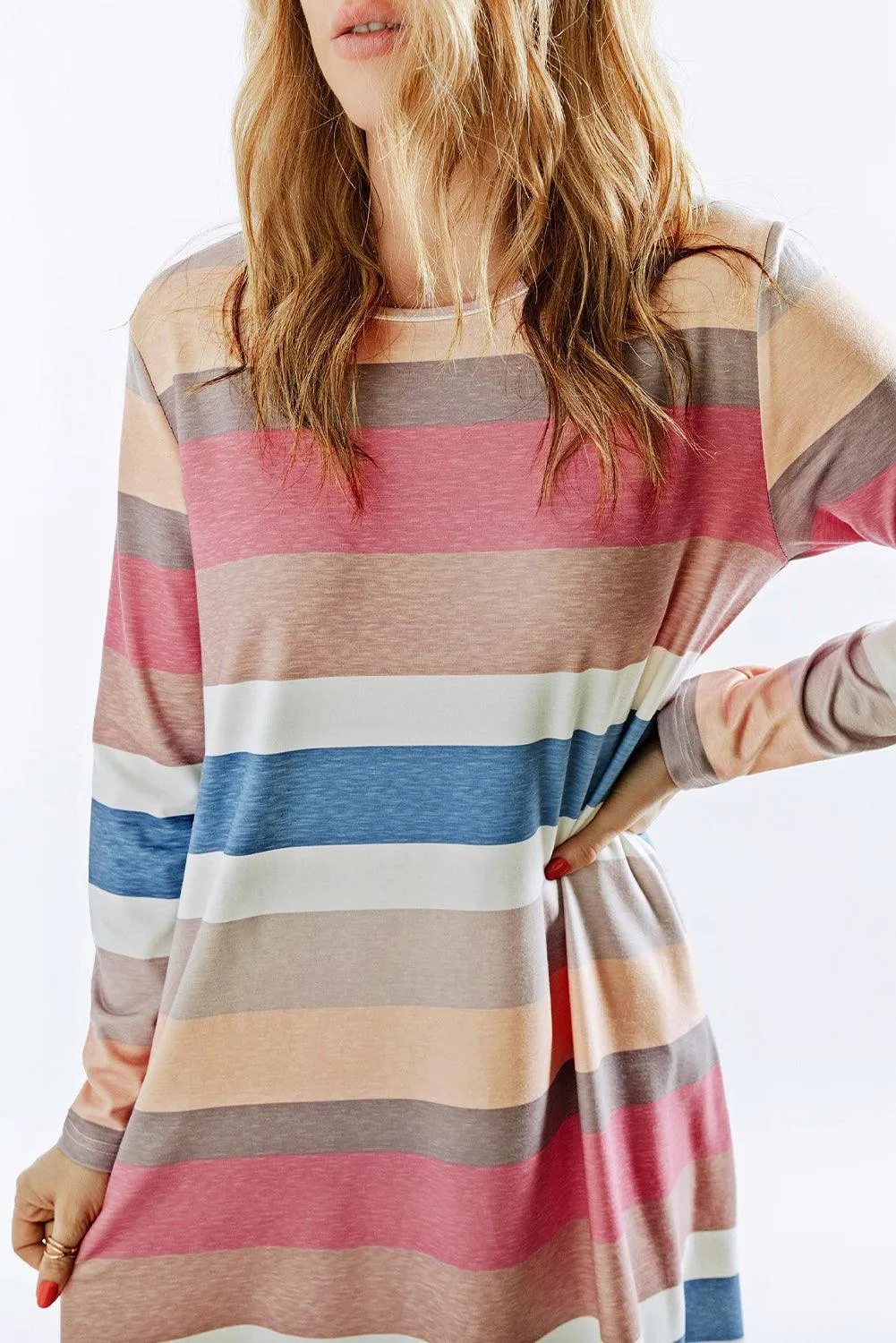 Striped Long Sleeve Mini Dress