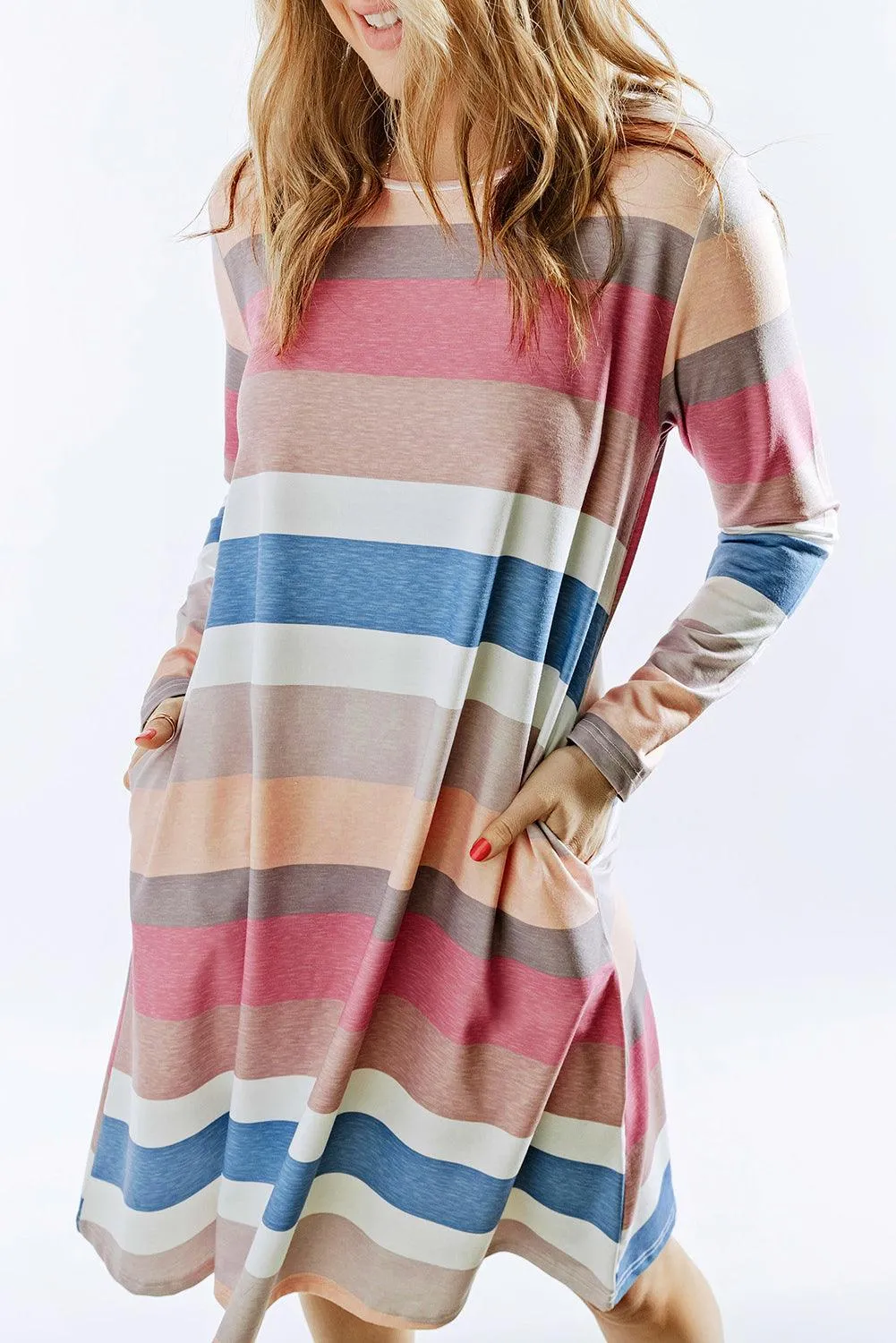 Striped Long Sleeve Mini Dress