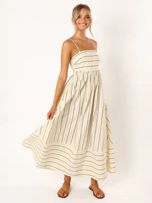 Striped Maxi Dress with Sleeveless Backless Design
